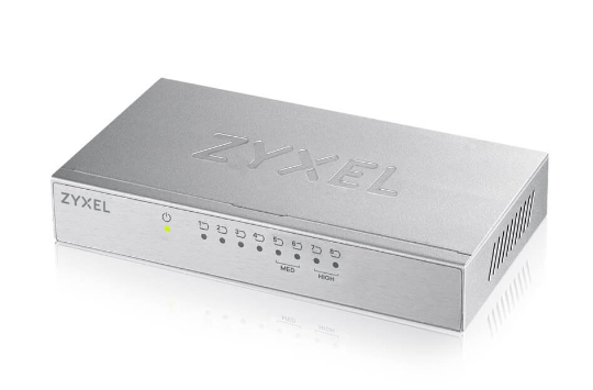 Switch Zyxel Gigabit Ethernet A 5 Porte – Custodia Metallica, QoS, Plug&play, Silenzioso E Montabile A Parete