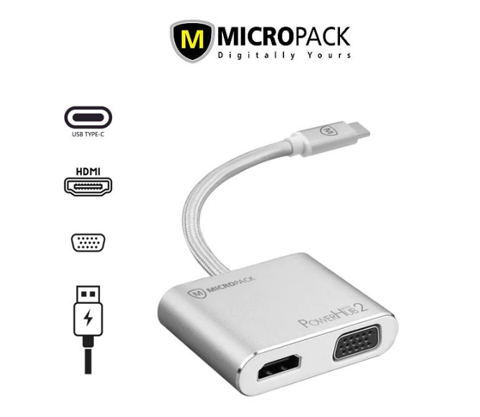 Hub 4 Cổng USB-C MicroPack Digital AV Multiport Adapter – MDC-4V – Bạc