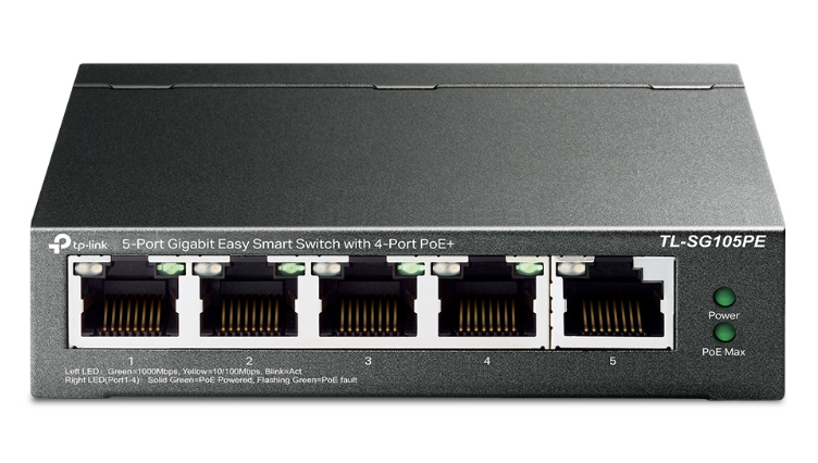 Thiết bị chuyển mạch TP-Link TL-SG105PE – 5-Port Gigabit Easy Smart Switch with 4-Port PoE+