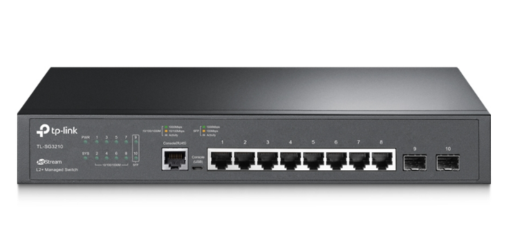 Thiết bị chia mạng TP-Link TL-SG3210 (JetStream™ 10-port Pure-Gigabit L2 Managed Switch/ 8 10/ 100/ 1000Mbps RJ45 ports including 2 Gigabit SFP slots) Thiết bị chia mạng TP-Link TL-SG3210 (JetStream™ 10-port Pure-Gigabit L2 Managed Switch/ 8 10/ 100/ 1000Mbps RJ45 ports including 2 Gigabit SFP slots)