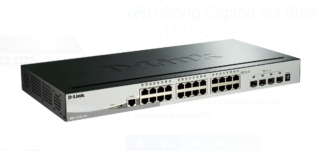 Thiết bị mạng D-Link DGS-1510-28XMP 28 Port Gigabit SmartPro Switch with 10G Uplinks