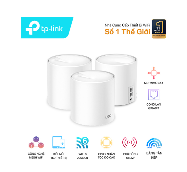 Wifi Mesh TP-Link Deco X60 WiFi 6 AX3000 (3 Pack)