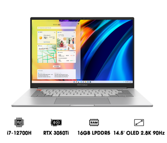 Laptop ASUS VivoBook Pro 14X OLED N7401ZE-M9028W (i7-12700H | 16GB | 512GB | GeForce RTX™ 3050Ti 4GB | 14.5′ OLED 2.8K 120Hz | Win 11)