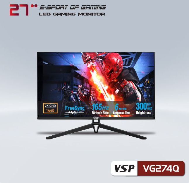 Màn Hình Gaming VSP VG274Q | 27″, 2K, VA, 165Hz, 6ms, Phẳng