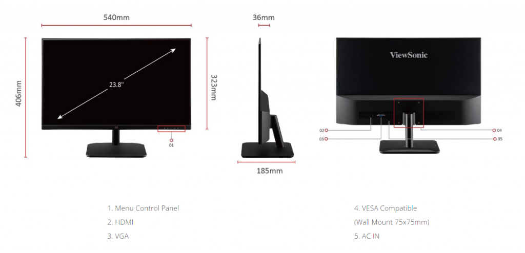 Màn hình Viewsonic VA2432-H 24 inch IPS 100Hz