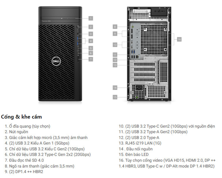 Máy tính trạm Dell Precision 3660 Tower