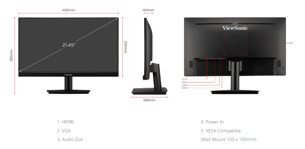 Màn hình ViewSonic VA2209-H 22 inch IPS FHD 100Hz