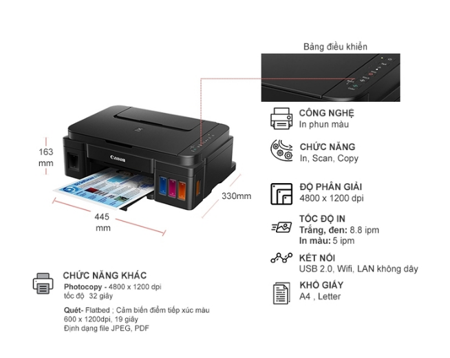 Máy in phun màu đa chức năng Canon G3000