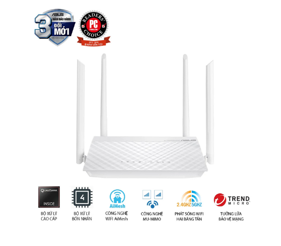 Router ASUS RT-AC59U V2 White (Mobile Gaming) Chuẩn AC1500