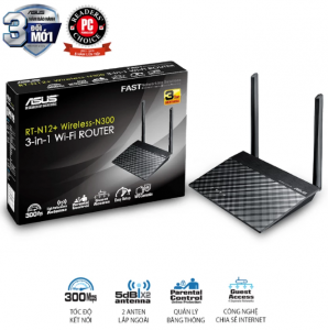 Router Wifi Chuẩn N 300Mbps Asus RT-N12+ Chính hãng