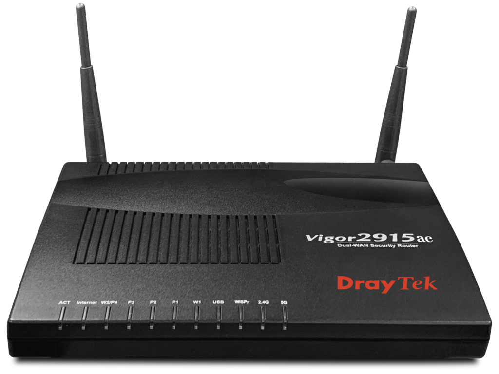 Router Draytek 2915Fac nổi bật trên nền văn phòng hiện đại.