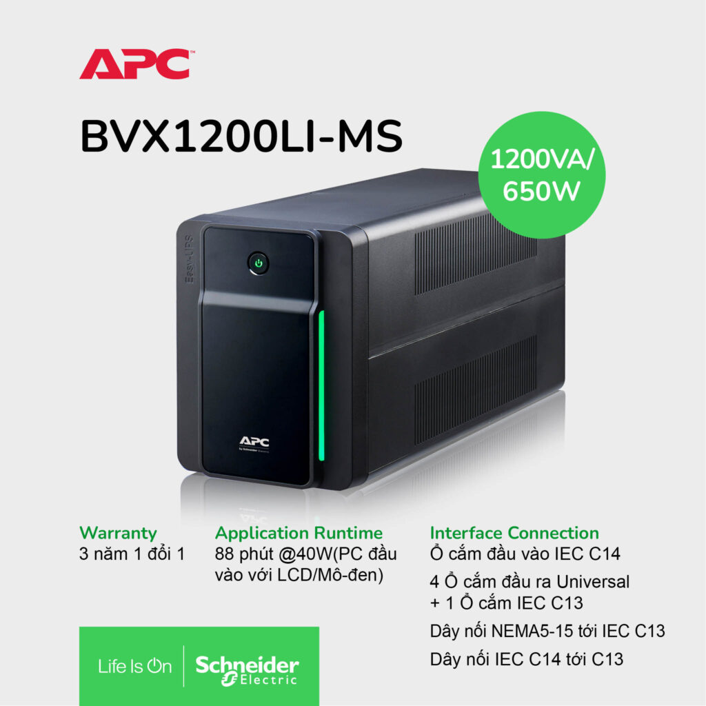 Bộ lưu điện APC BX2200MI-MS – Giải pháp an toàn cho hệ thống điện của bạn