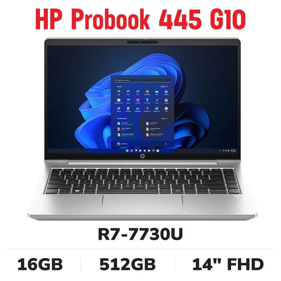 HP ProBook 445 G10 Ryzen 7-7730U/16GD4/512GSSD/14.0FHD/FP/WL/BT/3C51/ALU//W11H/LED_KB/1Y/BẠC(9H8X7PT)