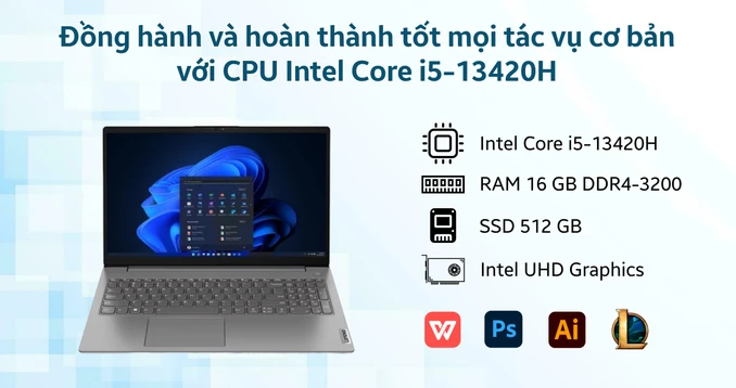 Laptop Lenovo V15 G4 i5-13420H | 16GB | 512GB SSD | 15.6″ FHD | Xám giá tốt nhất.