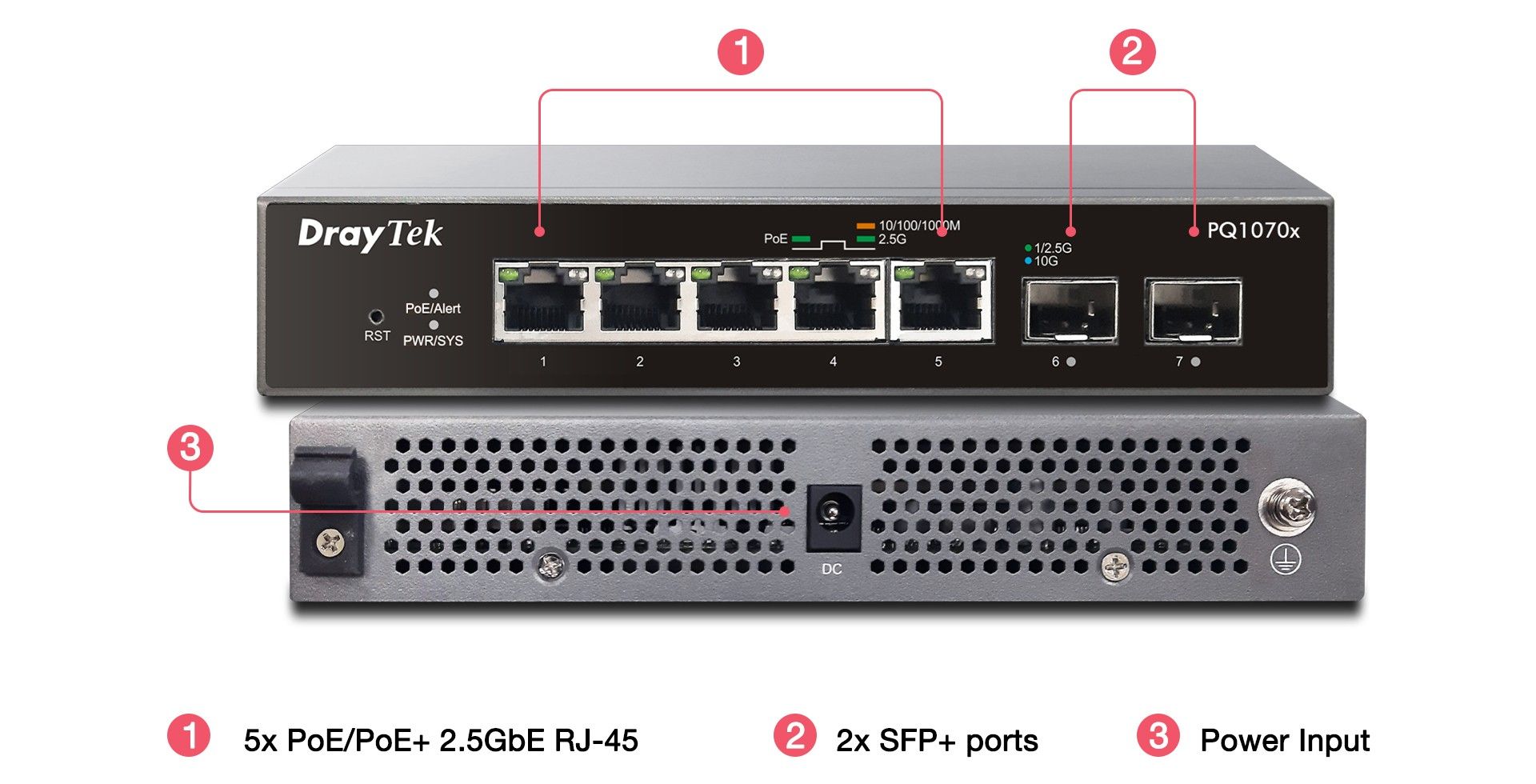 VigorSwitch PQ1070x – Switch PoE+ 2.5GbE Smart Managed cho doanh nghiệp