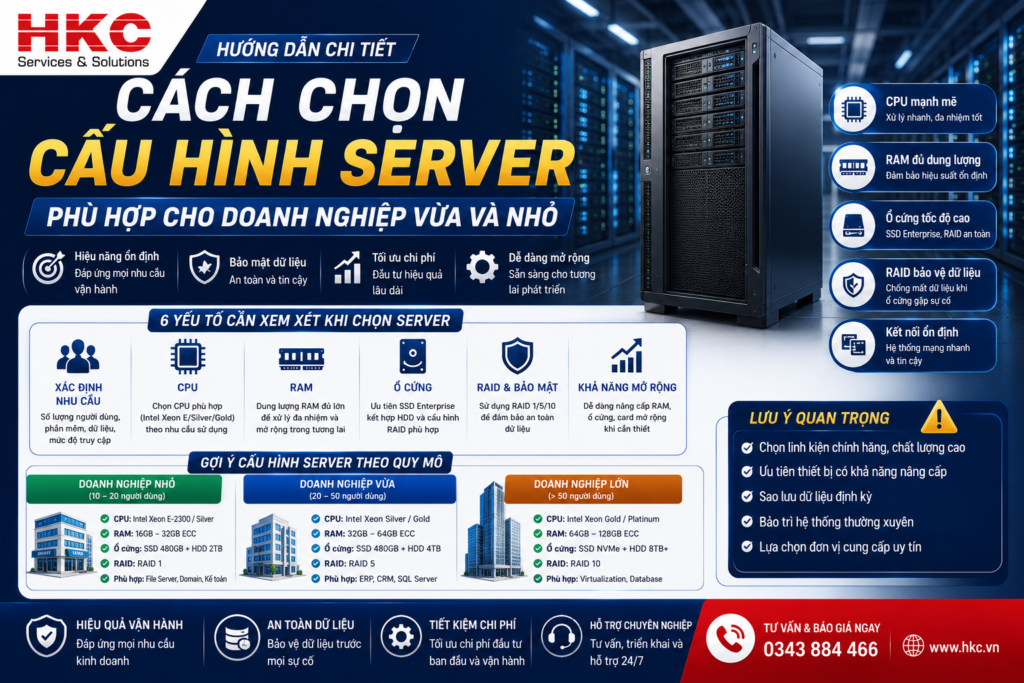 Cách chọn cấu hình server phù hợp cho doanh nghiệp vừa và nhỏ