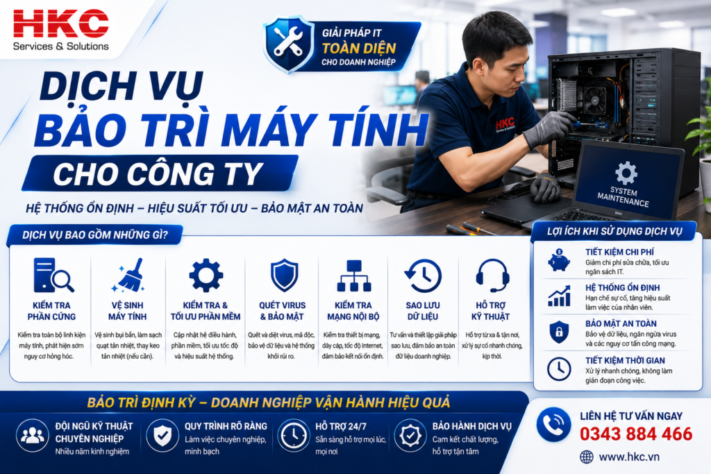 Dịch vụ bảo trì máy tính cho công ty gồm những gì?