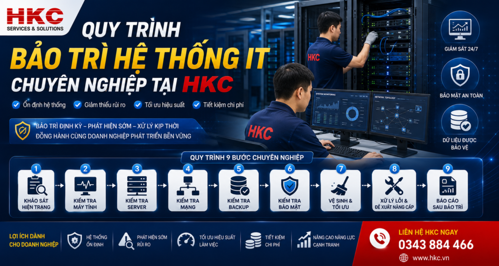 Quy trình bảo trì hệ thống IT chuyên nghiệp tại HKC